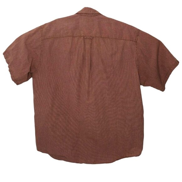 Columbia Button Down Shirt Mens XL Rust Dark Orange Checks Short Sleeves Pocket - Picture 4 of 9